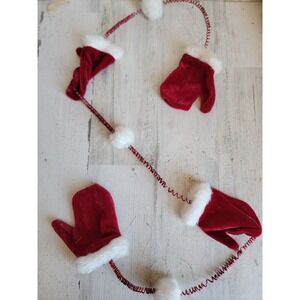 Vintage style mitten 4ft Garland red Xmas unique Santa Claus home decor